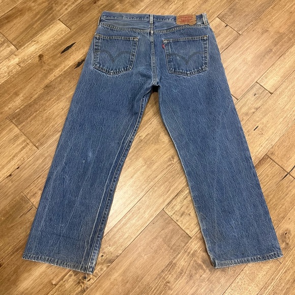 LEVIS Vintage 501 Distressed Classic Wash Straight Leg Jeans - Picture 8 of 16